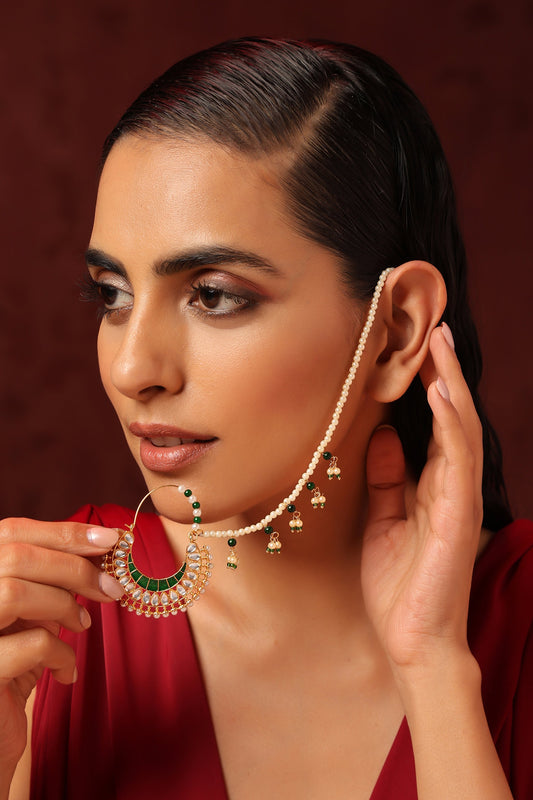 Kundan & Pearl Embellished Nath 