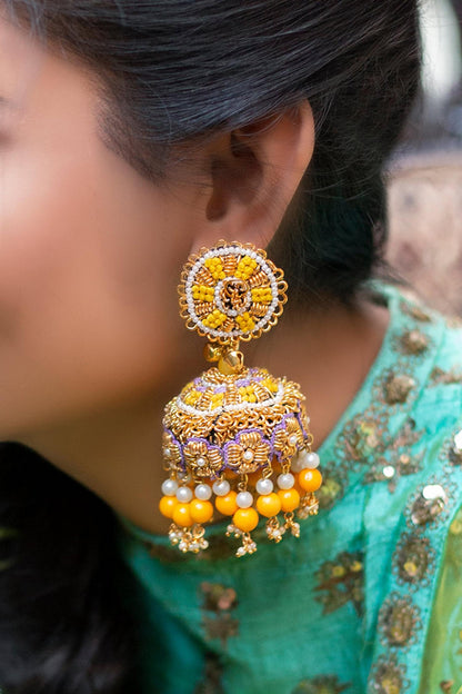 Thread Embroidered Jhumkis 