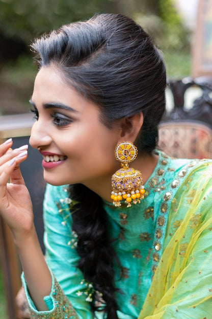 Thread Embroidered Jhumkis 