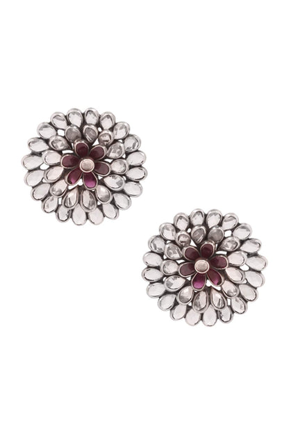 Floral Motif Stud Earrings 