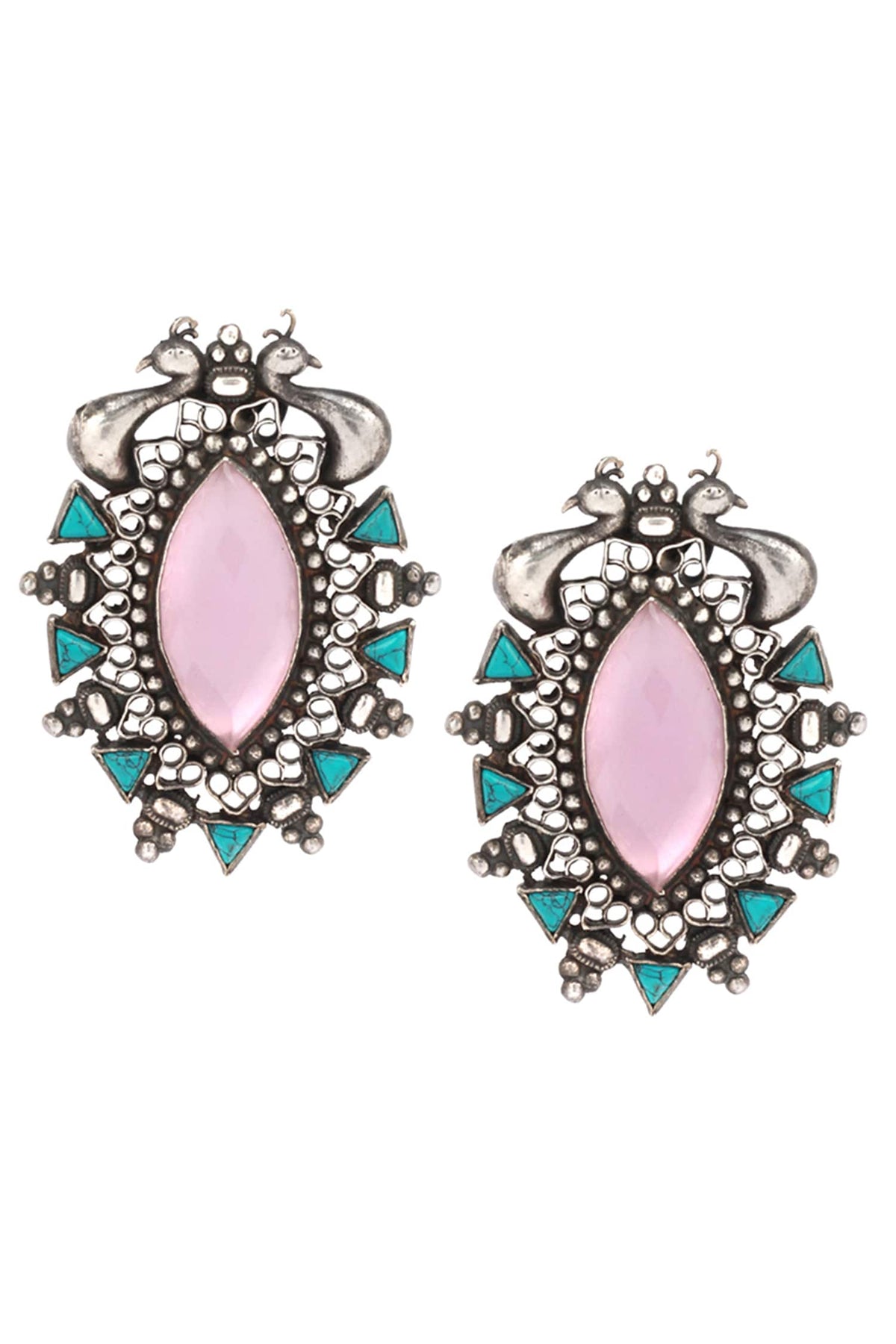 Peacock Motif Stud Earrings 