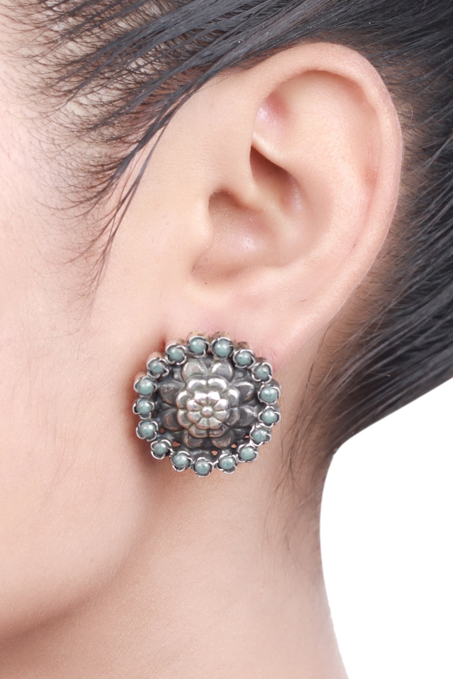 Handcrafted Carved Stud Earrings 