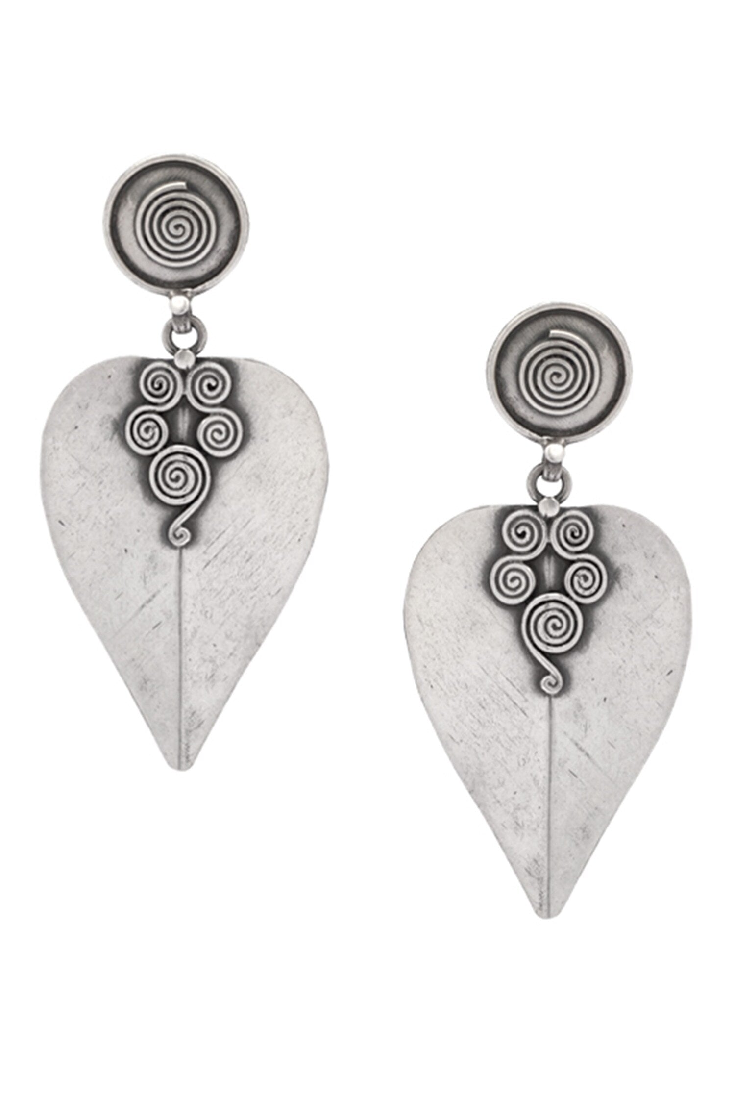 Leaf Motif Drop Earrings 