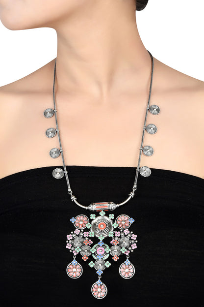 Enamel Coin Taveez Necklace 