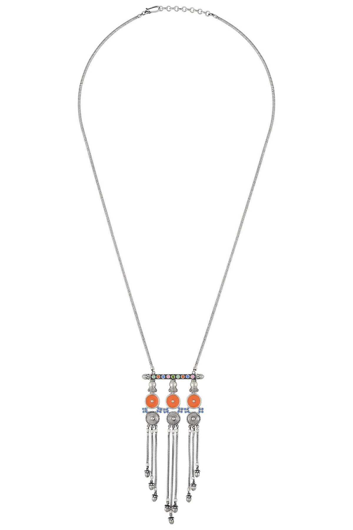 Multi Enamel Tassel Necklace 