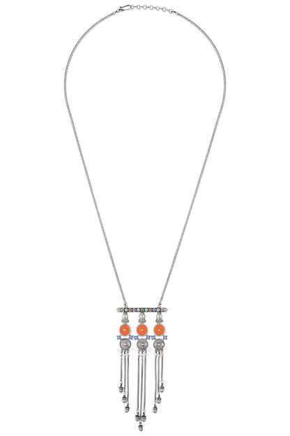 Multi Enamel Tassel Necklace 