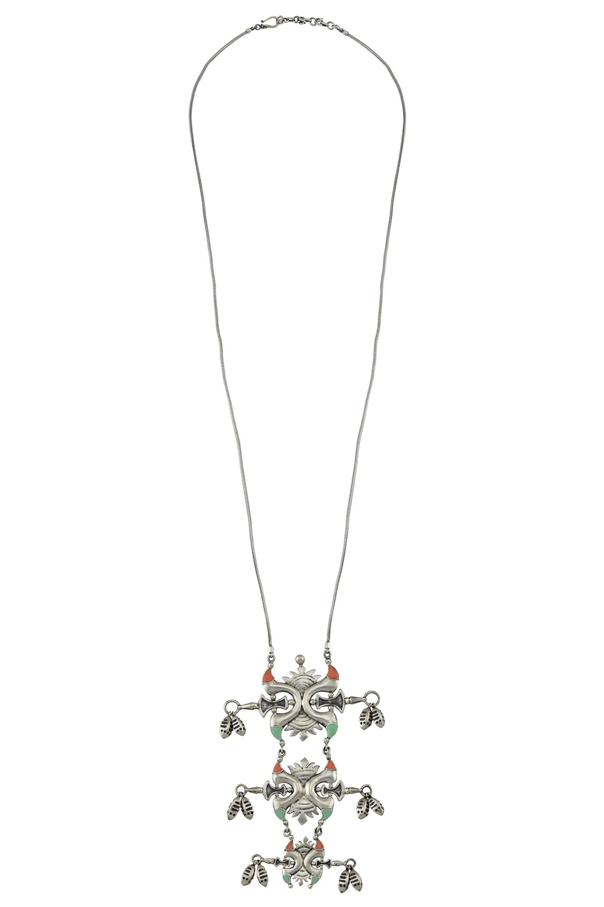 Enamel Surya Pendant Necklace 