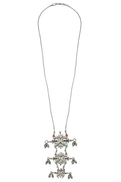 Enamel Surya Pendant Necklace 