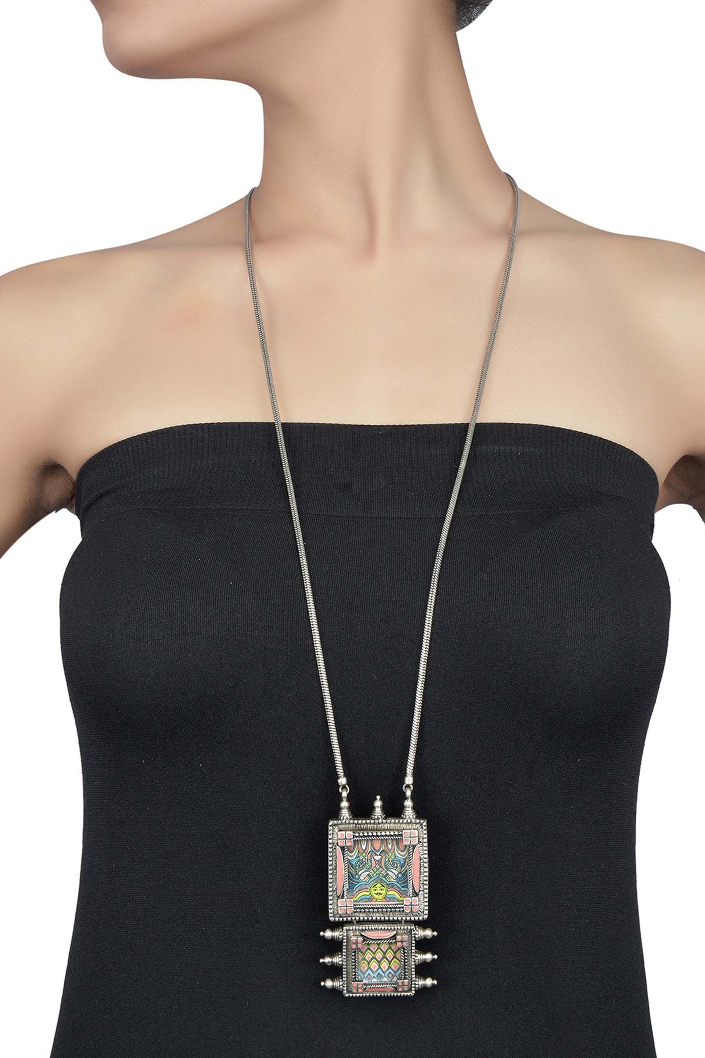 Enamel Oxidised Pendant Necklace 