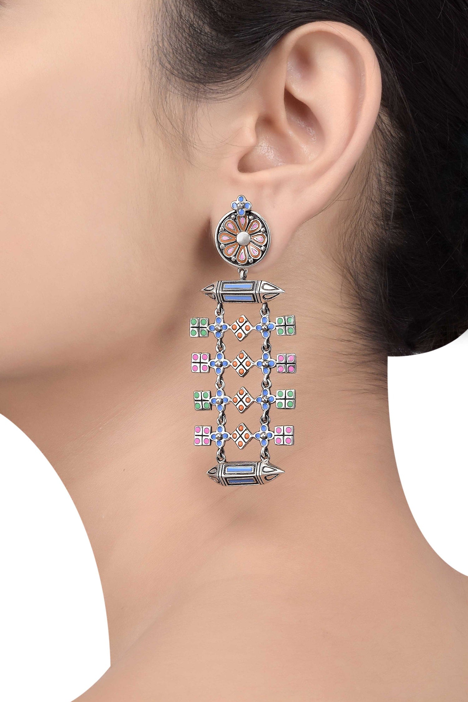 Taveez Square Charm Earrings 