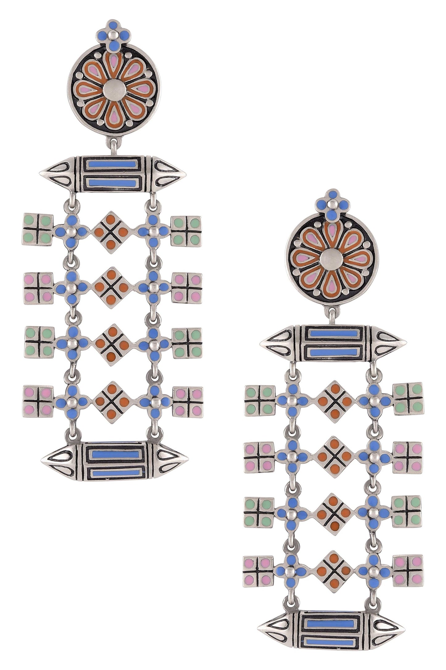 Taveez Square Charm Earrings 