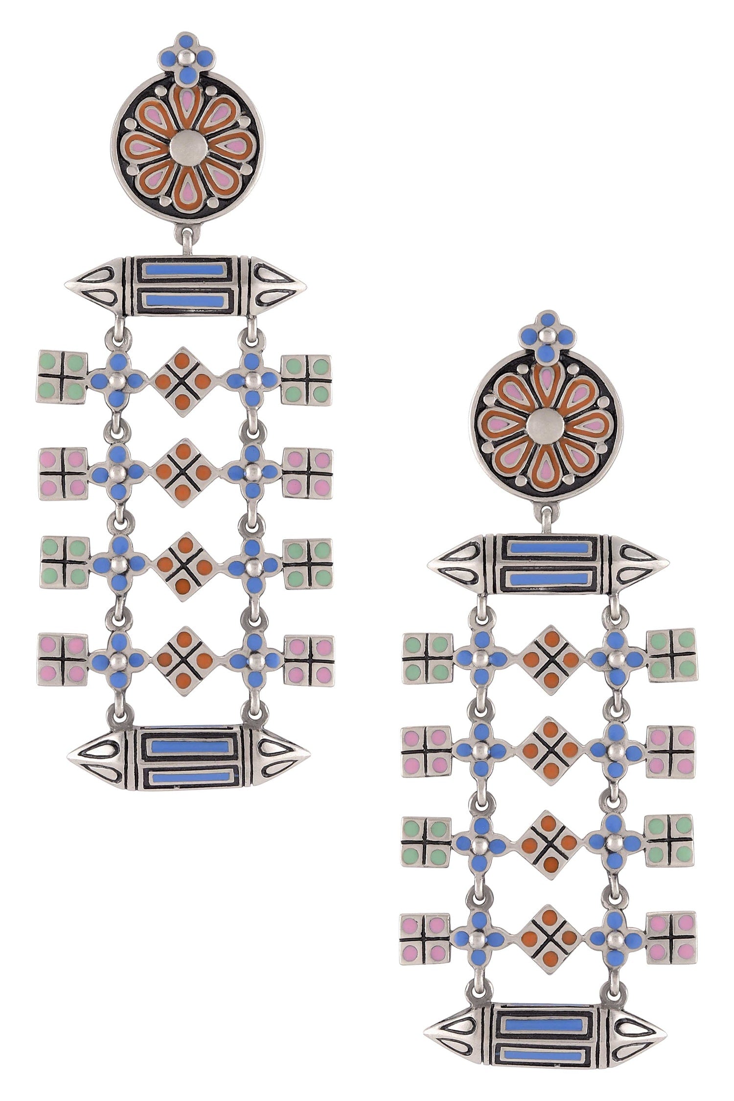 Taveez Square Charm Earrings 