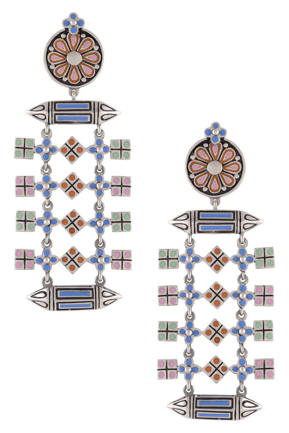 Taveez Square Charm Earrings 