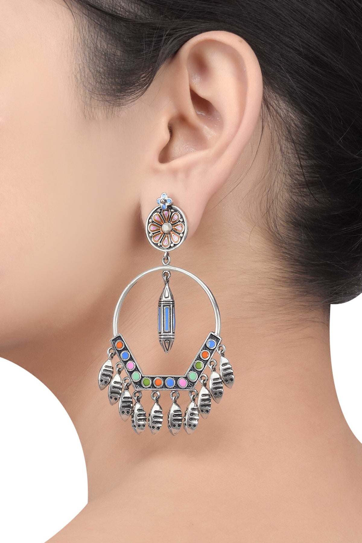 Enamel Taveez Fish Earrings 
