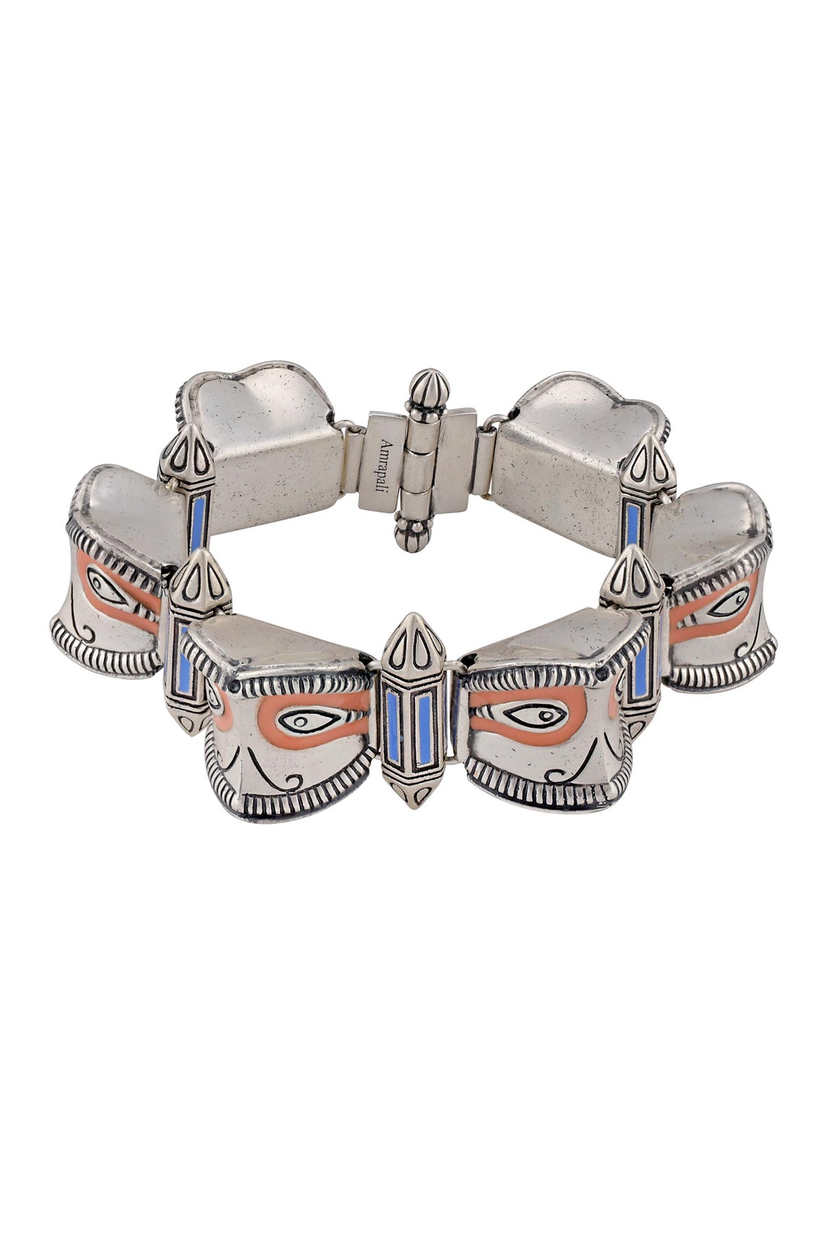 Oxidised Silver Enamel Makra Bracelet 