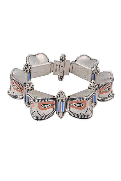 Oxidised Silver Enamel Makra Bracelet 