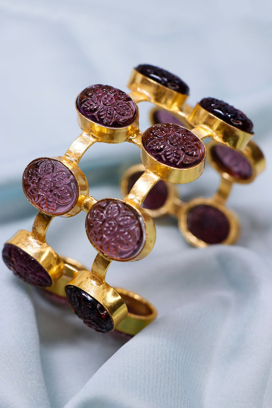Carved Stone Double Layered Hand Cuff 