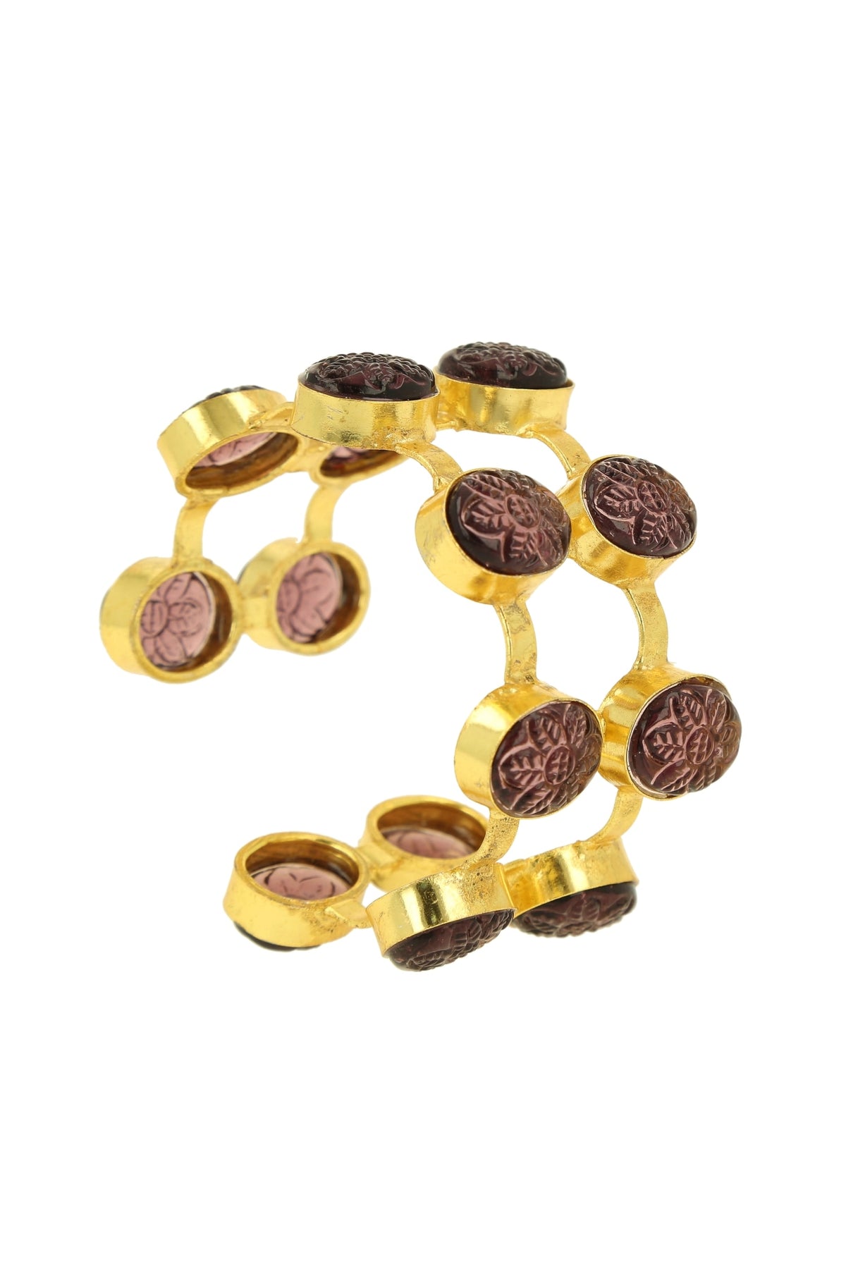 Carved Stone Double Layered Hand Cuff 