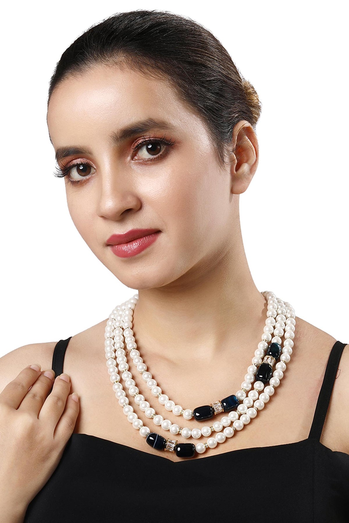 Shell Pearls & Natural Agate Necklace 