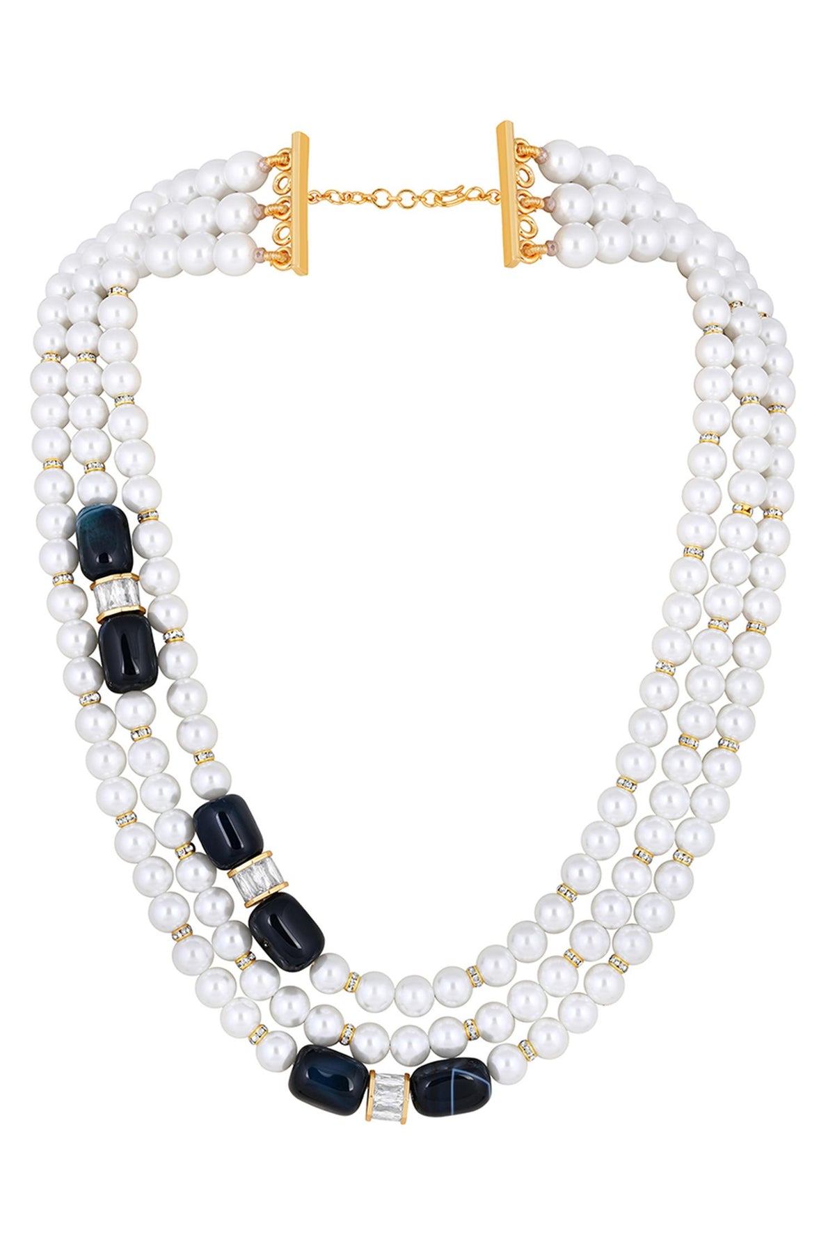 Shell Pearls & Natural Agate Necklace 