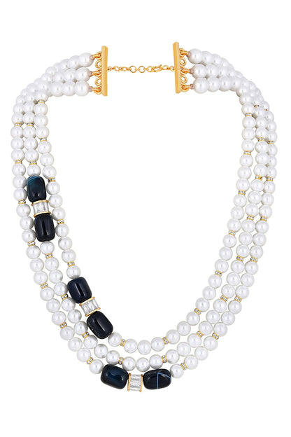 Shell Pearls & Natural Agate Necklace 