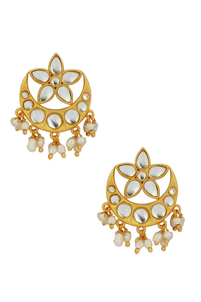 Chaand Phool Shaped Stud Earrings 