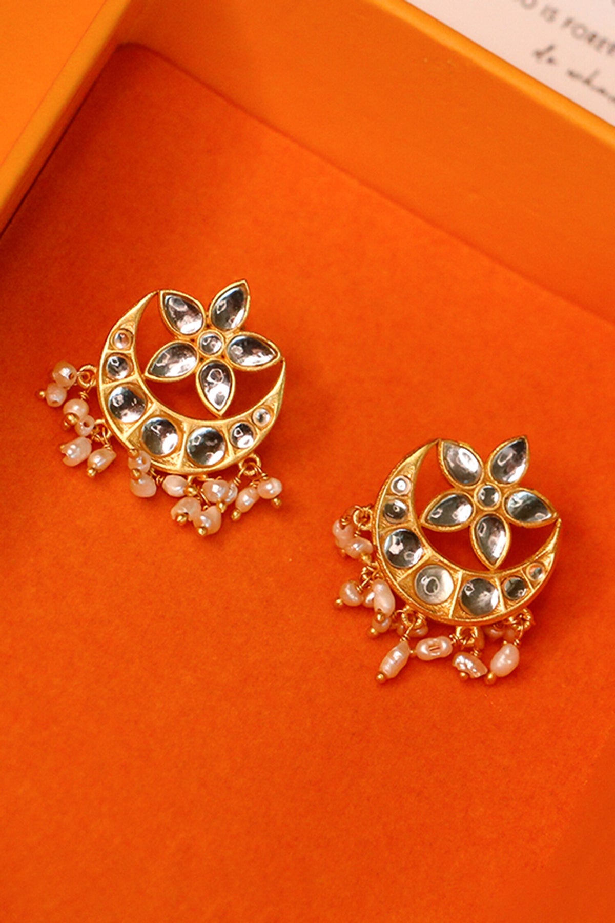 Chaand Phool Shaped Stud Earrings 