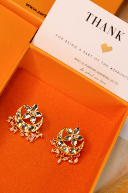 Chaand Phool Shaped Stud Earrings 