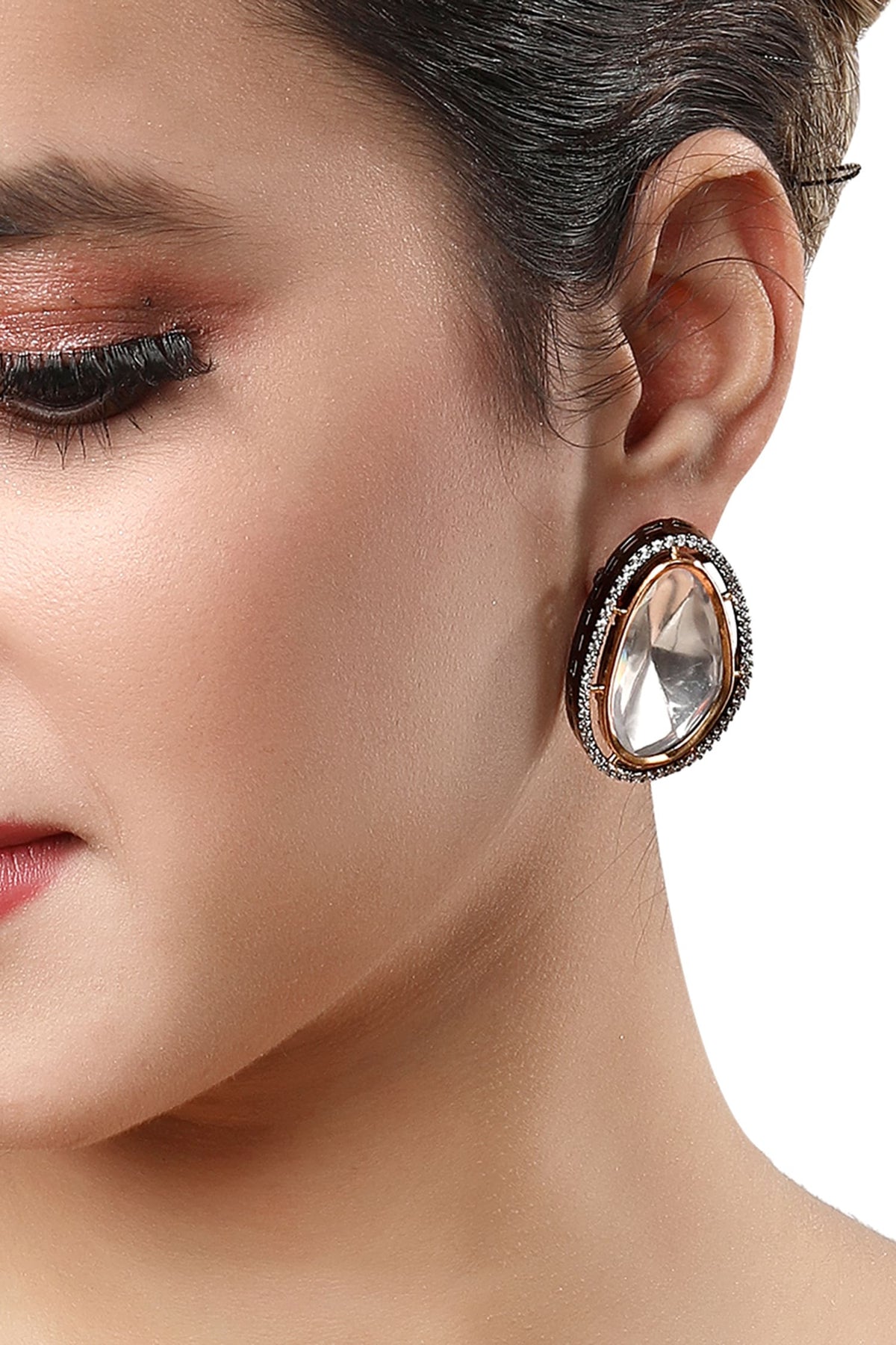 Embellished Moissanite Polki Studs 