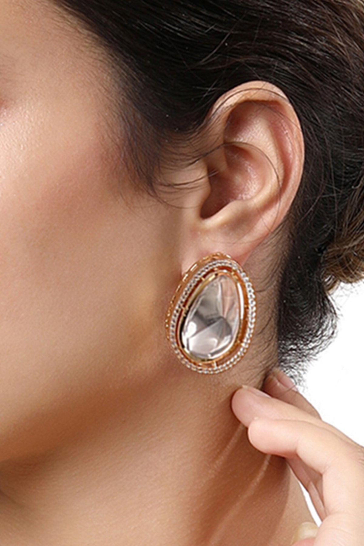 Moissanite Polki Embellished Studs 
