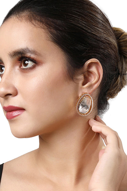 Moissanite Polki Embellished Studs 