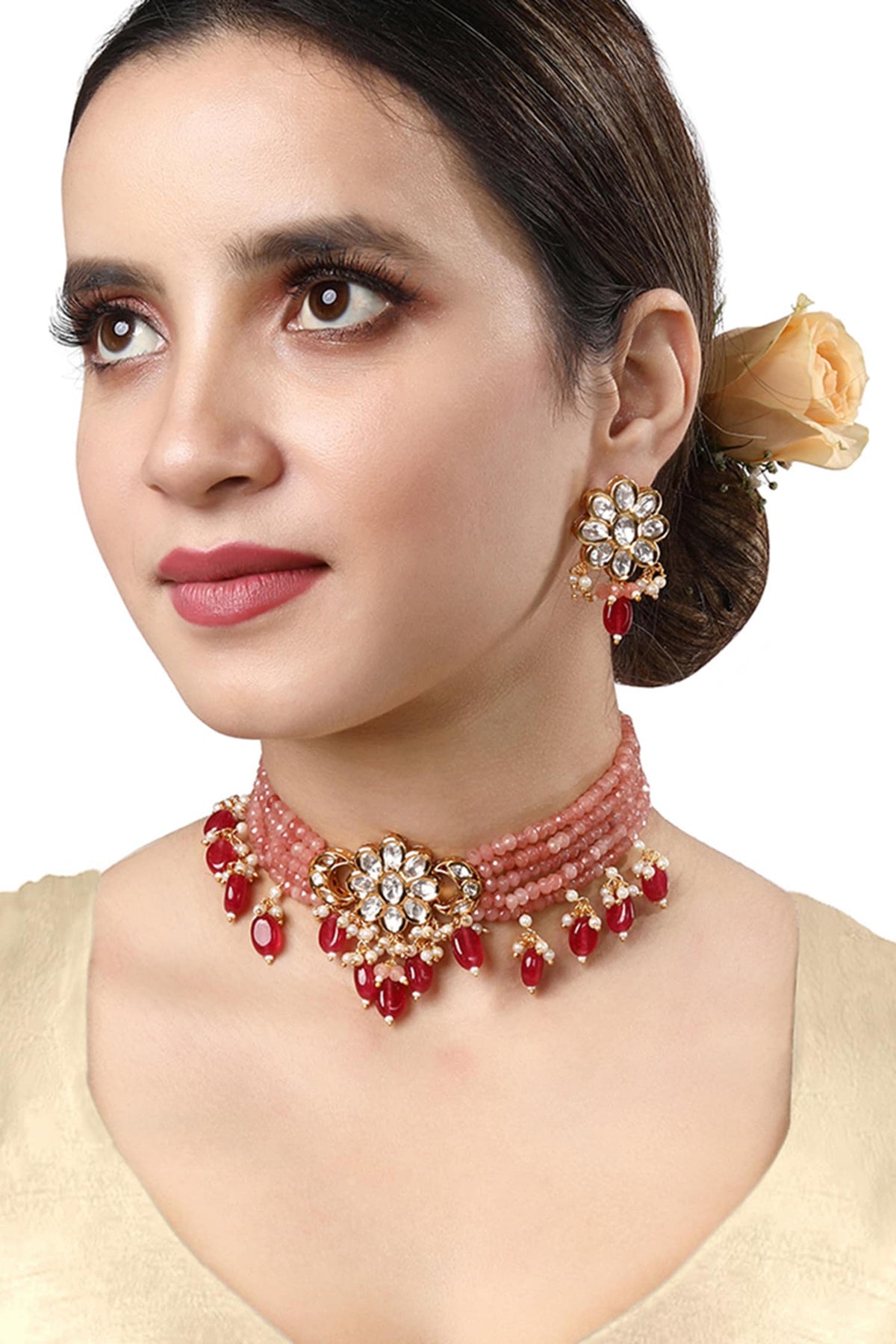 Onyx Tumbles Embellished Necklace Set 