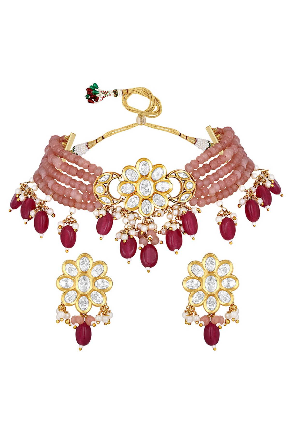Onyx Tumbles Embellished Necklace Set 