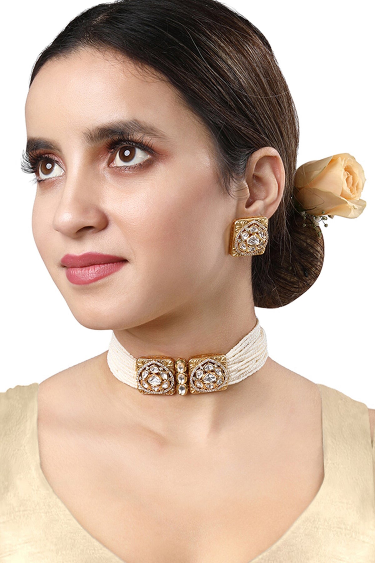Pearl Embellished Necklace Set 