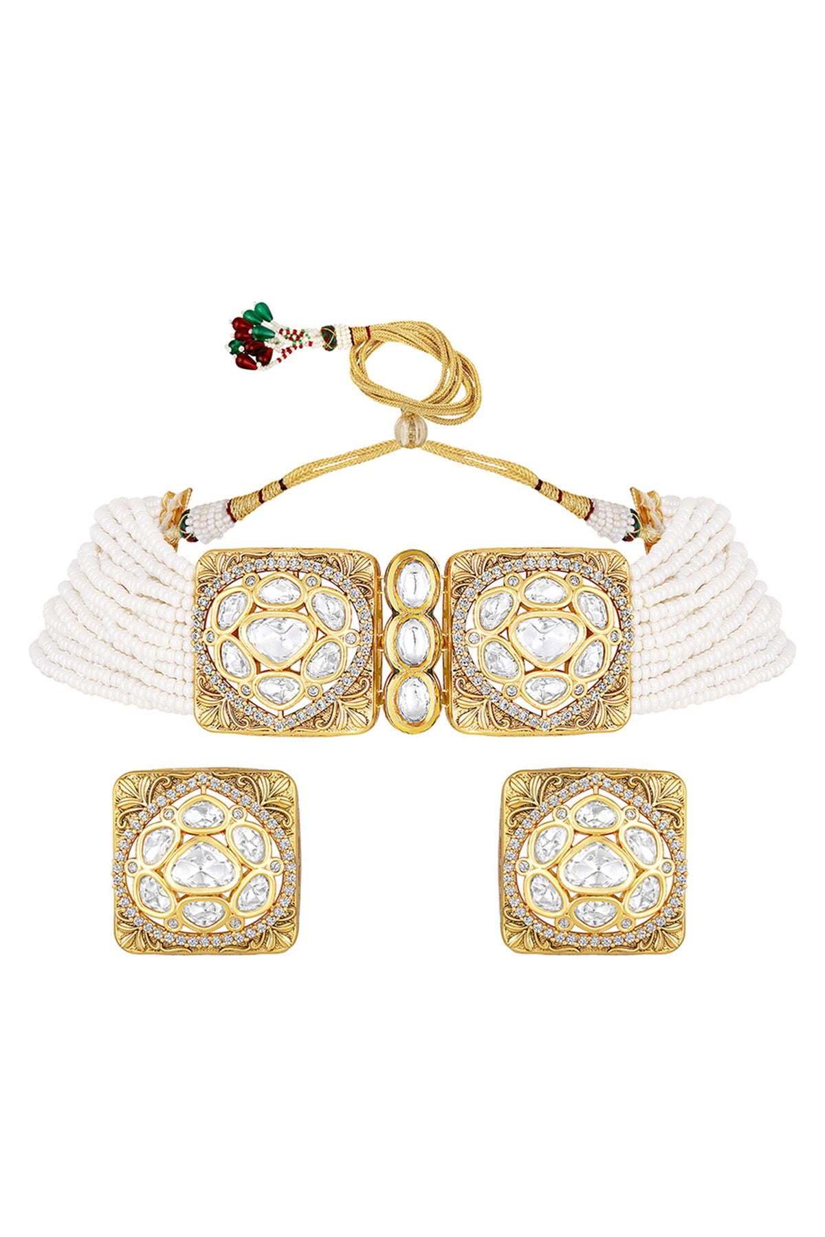 Pearl Embellished Necklace Set 