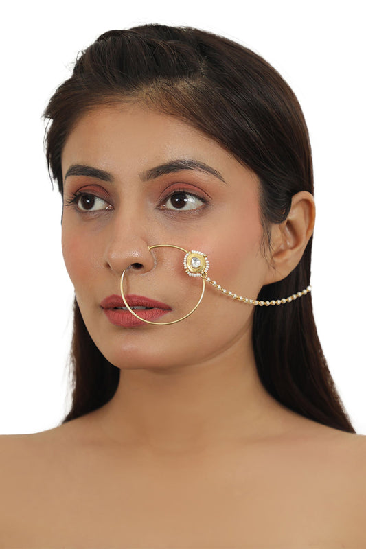 Carved Bead Embellished Nath 