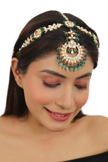 Carved Bead Drop Mathapatti 