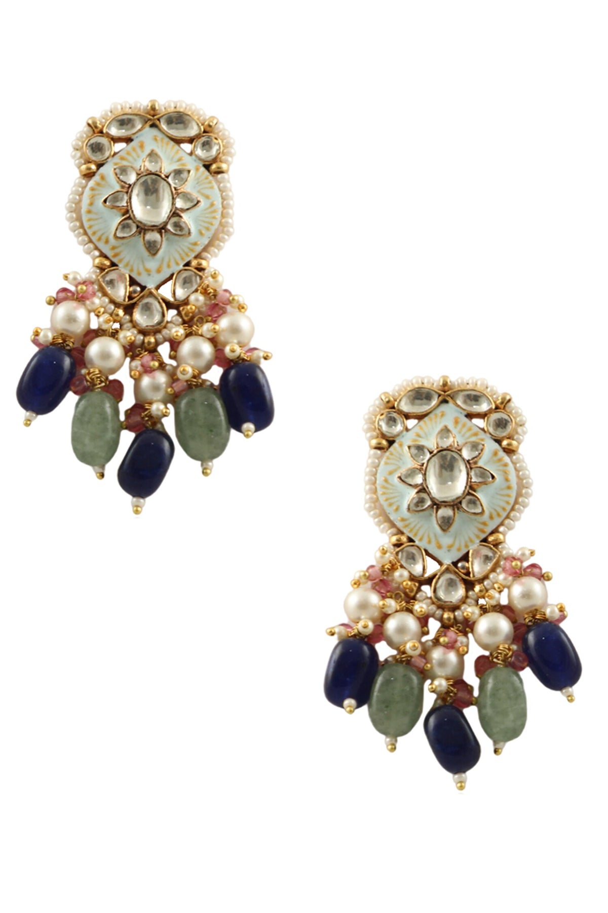 Firozi Meenakari Dangler Earrings 