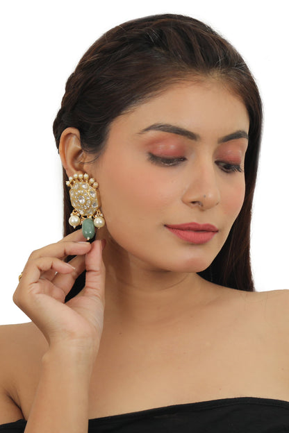 Geometric Carved Drop Earrings 
