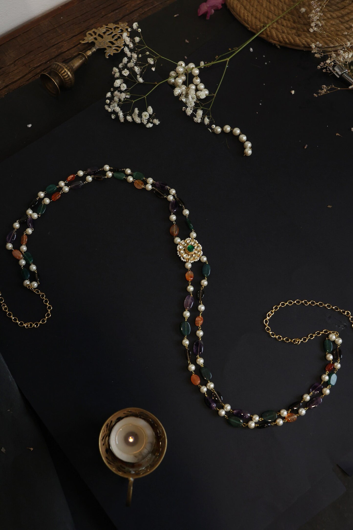 Gold Plated Kundan Waist Belt 