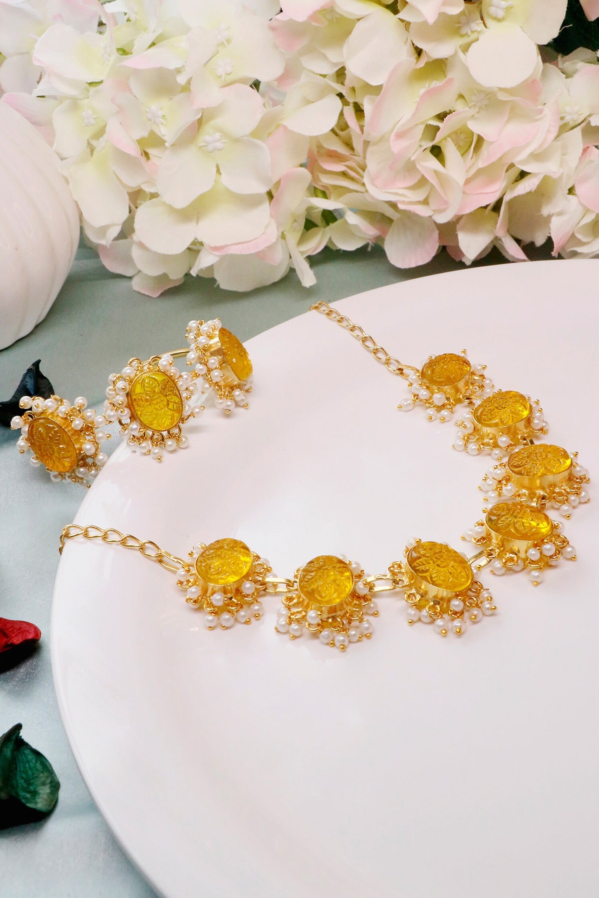 Stone Embellished Necklace With Cuff 