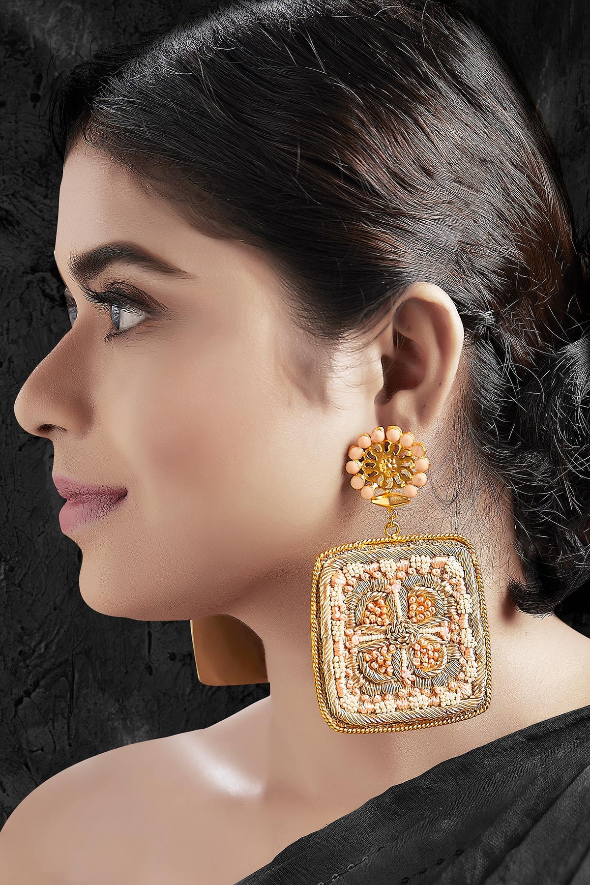 Embroidered Dangler Earrings 