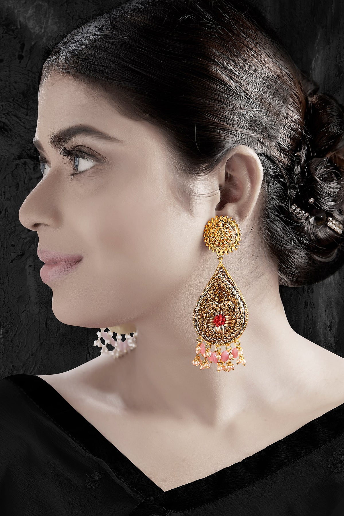 Embroidered Dangler Earrings 