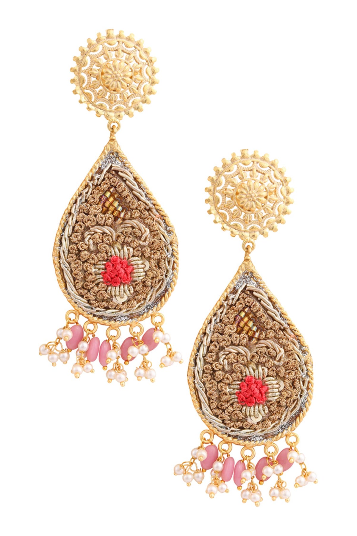 Embroidered Dangler Earrings 