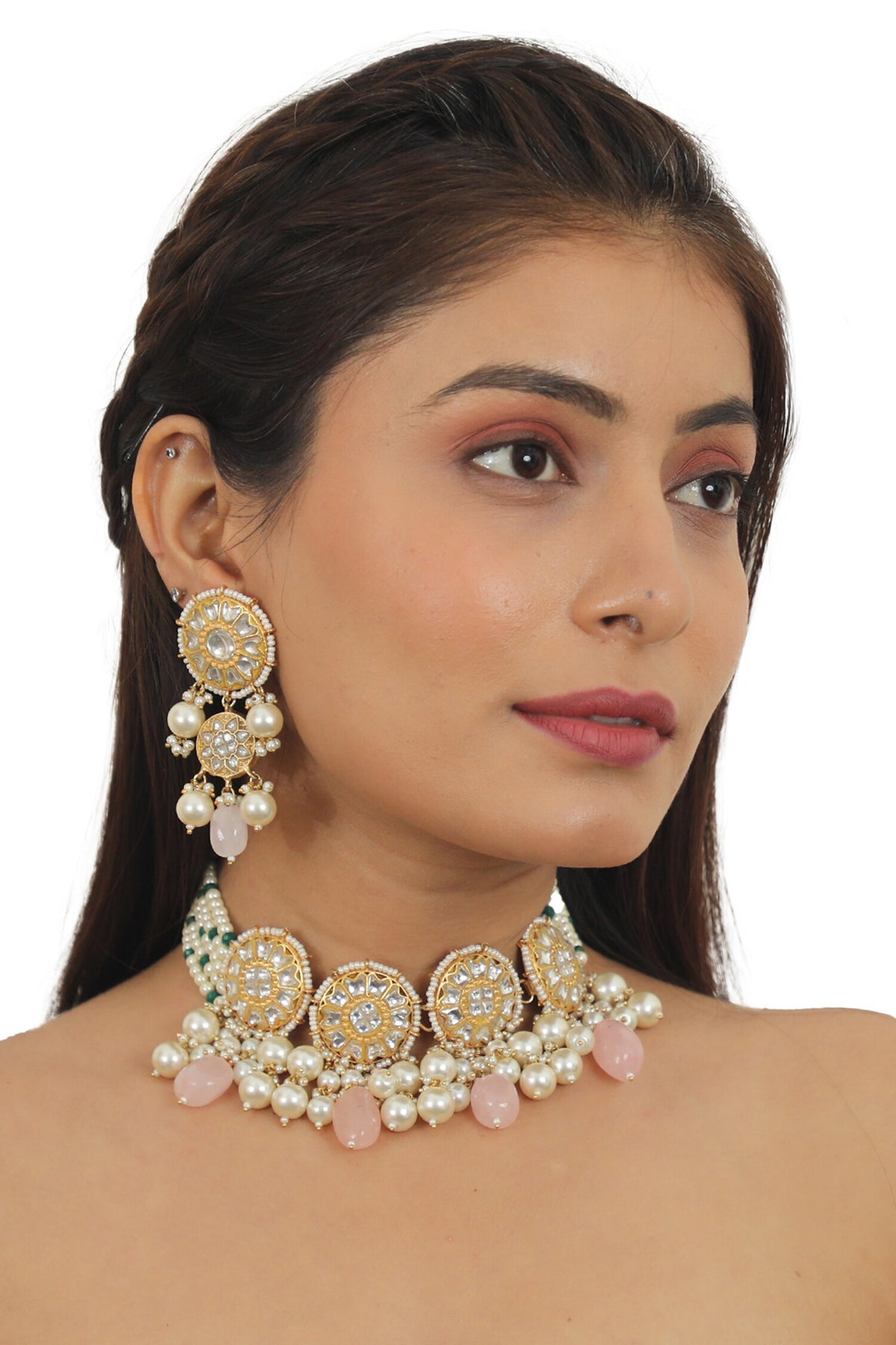 Floral Carved Gold Necklace Set 