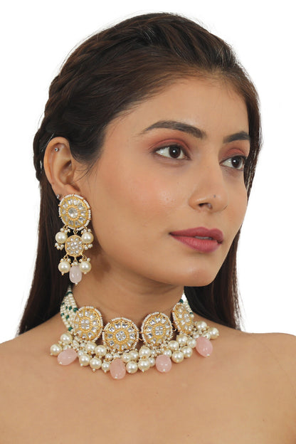 Floral Carved Gold Necklace Set 