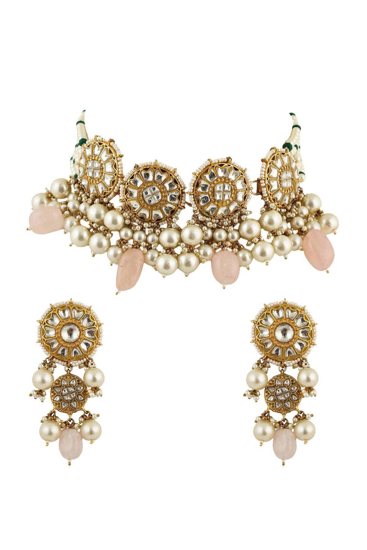 Floral Carved Gold Necklace Set 