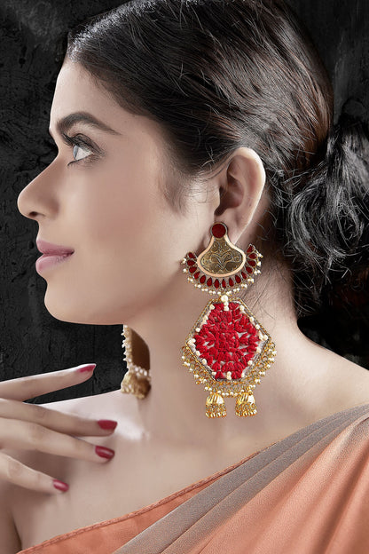 Embroidered Jhumka Danglers 