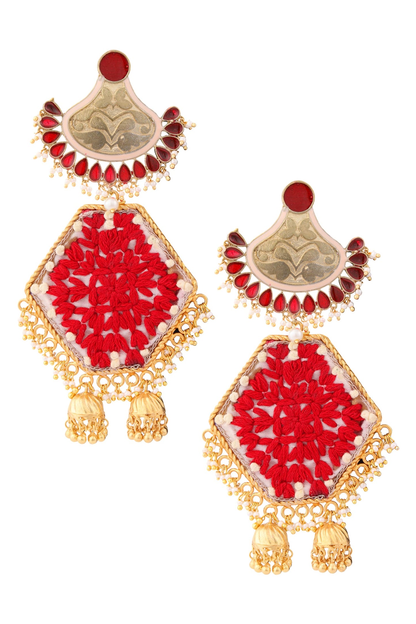 Embroidered Jhumka Danglers 