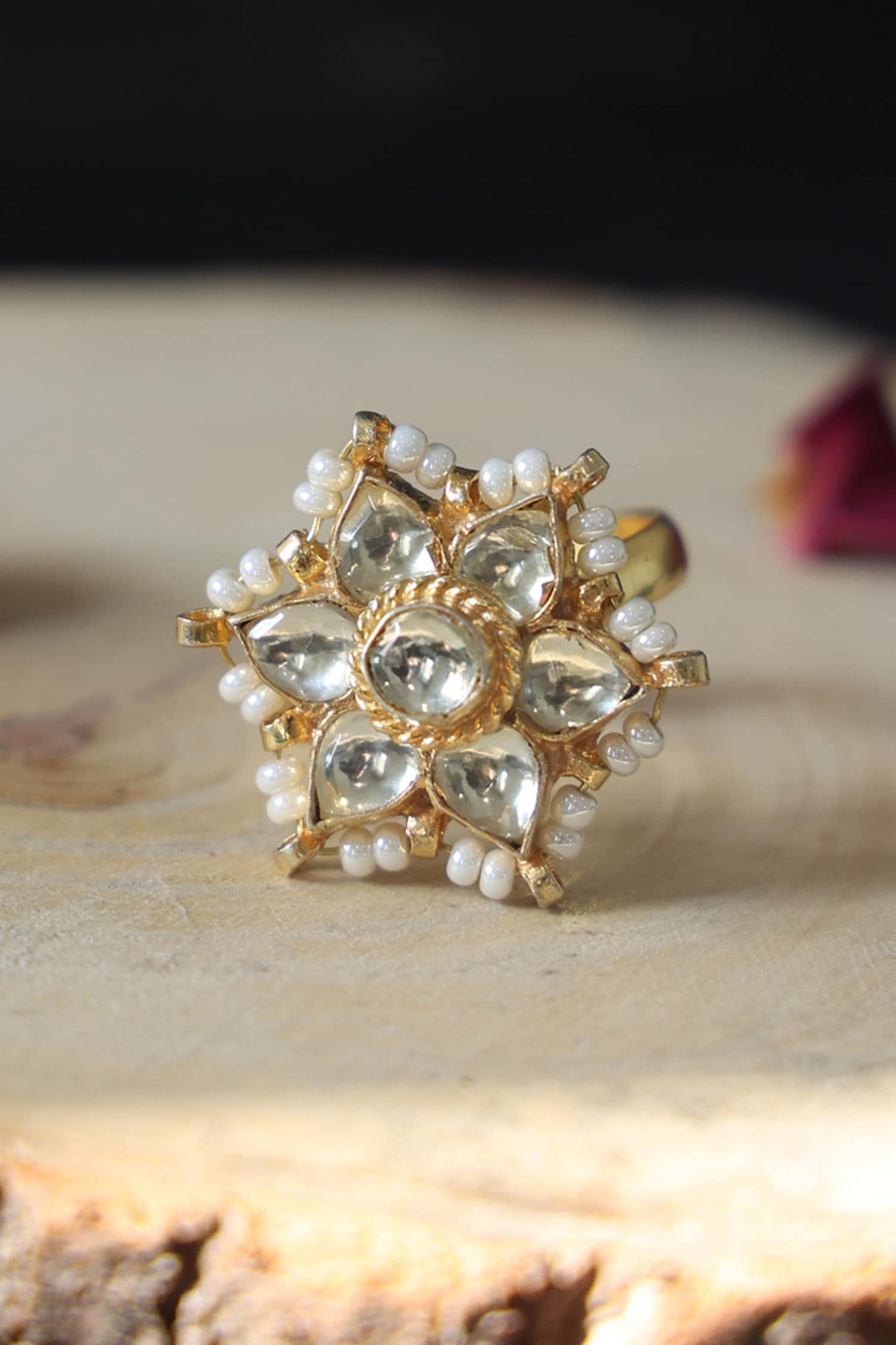 Floral Kundan Ring 